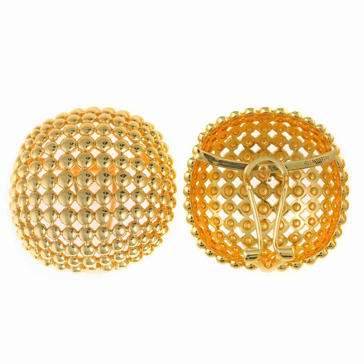 PENDIENTES METAL CHAPADO DORADO CIRCULO BOLITAS CIERRE SALVATORE