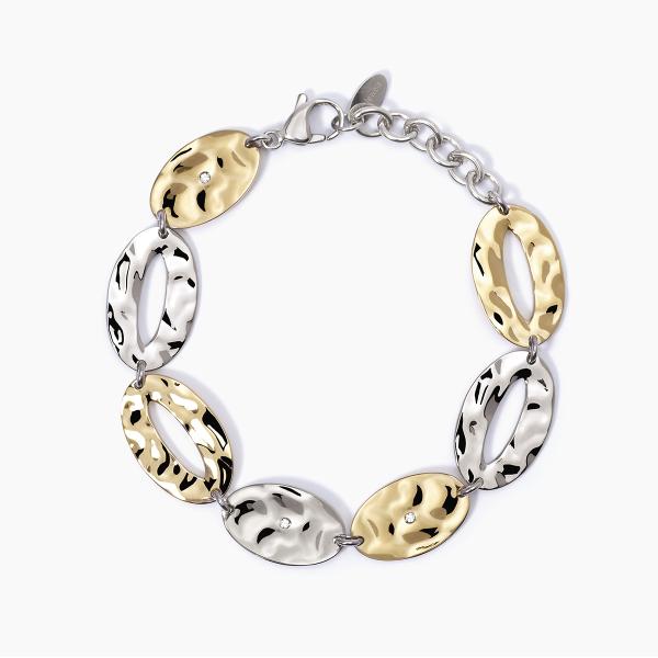 Pulsera de acero 316L PVD dorado cristales 2jewels