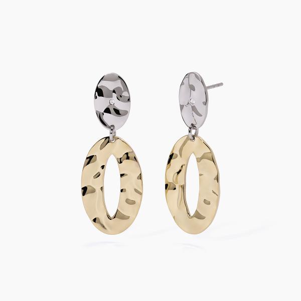 Pendientes de acero 316L con elemento oval martillado 2jewels