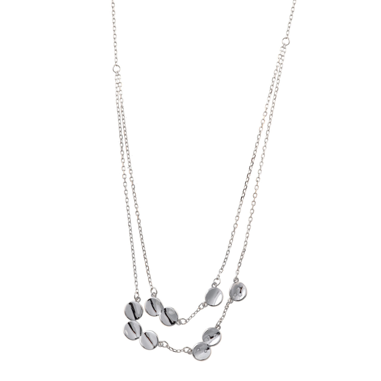 COLLAR PLATA RODIO DOBLE CIRCULOS LISOS SALVATORE
