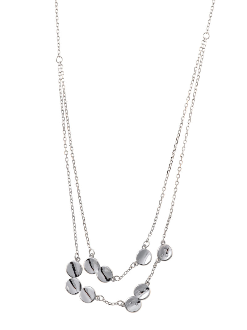 COLLAR PLATA RODIO DOBLE CIRCULOS LISOS SALVATORE