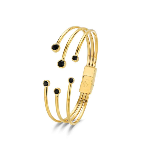 BRAZALETE ACERO 316 CHAPADO ORO 18 KT HILOS CON CRISTALES ROCÍO MARTÍN