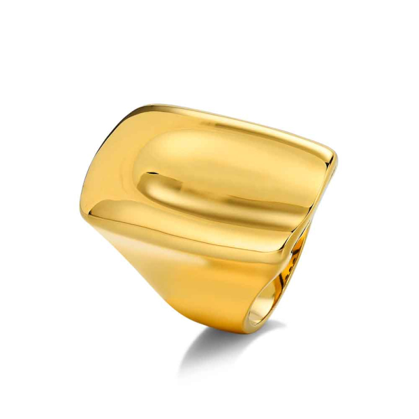 ANILLO DE ACERO 316 CHAPADO ORO 18 KT RECTANGULAR BOMBÉ ROCÍO MARTÍN