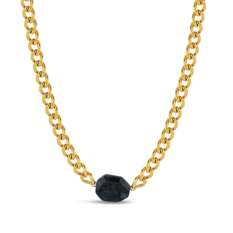 COLLAR ACERO 316 CHAPADO ORO 18 KT LABRADORITA ROCÍO MARTÍN