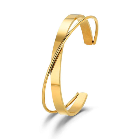 BRAZALETE ACERO 316 CHAPADO ORO 18 KT CRUZADO ROCÍO MARTÍN
