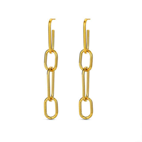 PENDIENTE ACERO 316 CHAPADO ORO 18 KT ESLABONES ROCÍO MARTÍN