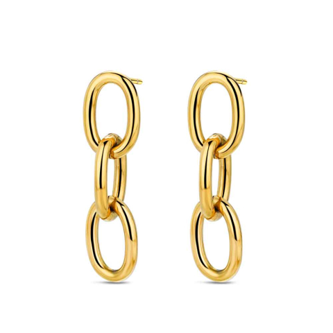 PENDIENTE ACERO 316 CHAPADO ORO 18 KT TRIPLE ÓVALO ROCÍO MARTÍN