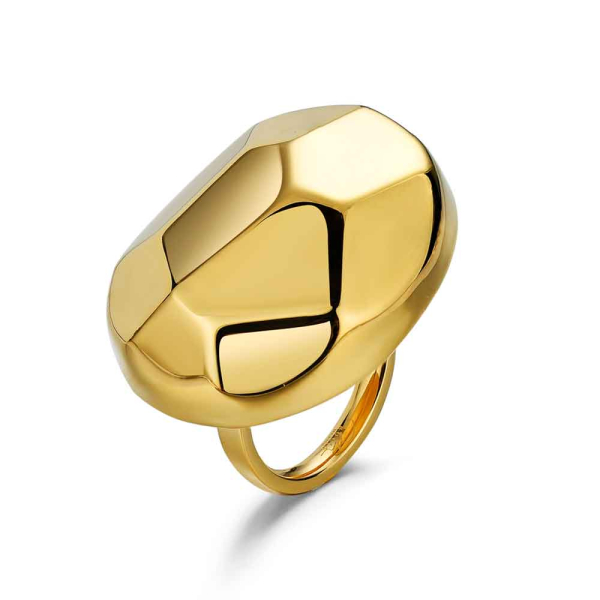 ANILLO ACERO 316 CHAPADO ORO 18 KT OVAL LAPIDADO ROCÍO MARTÍN