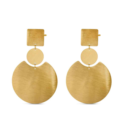 PENDIENTE ACERO 316 CHAPADO ORO18KT DOBLE DISCO ROCÍO MARTÍN