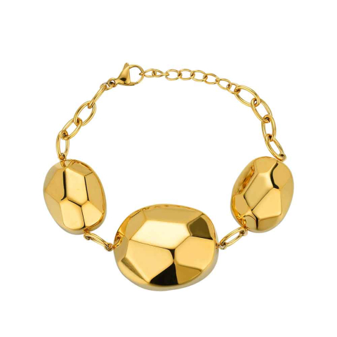 PULSERA ACERO 316 CHAPADO ORO 18 KT ÓVALOS LAPIDADOS ROCÍO MARTÍN