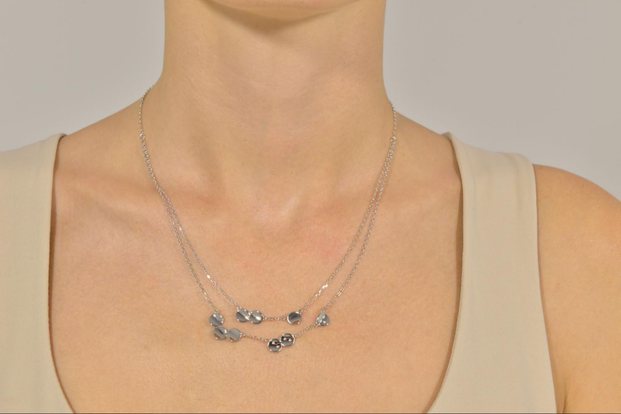 COLLAR PLATA RODIO DOBLE CIRCULOS LISOS SALVATORE - Imagen 2