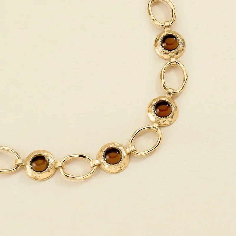 COLLAR CORTO CABUJONES MARRÓN BISUTERIA AGATHA PARIS