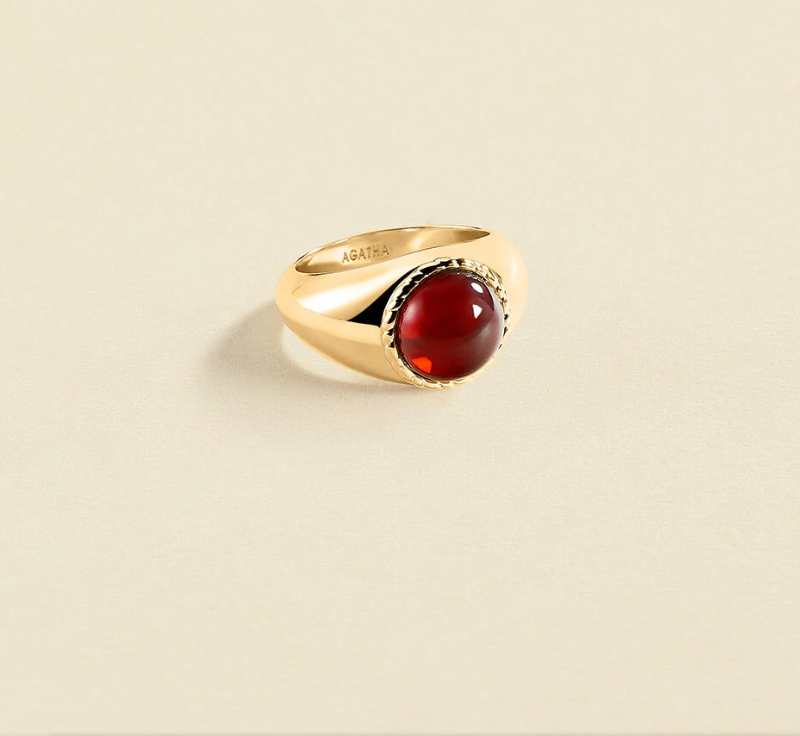 ANILLO CABUJÓN GRANATE BISUTERIA AGATHA PARIS