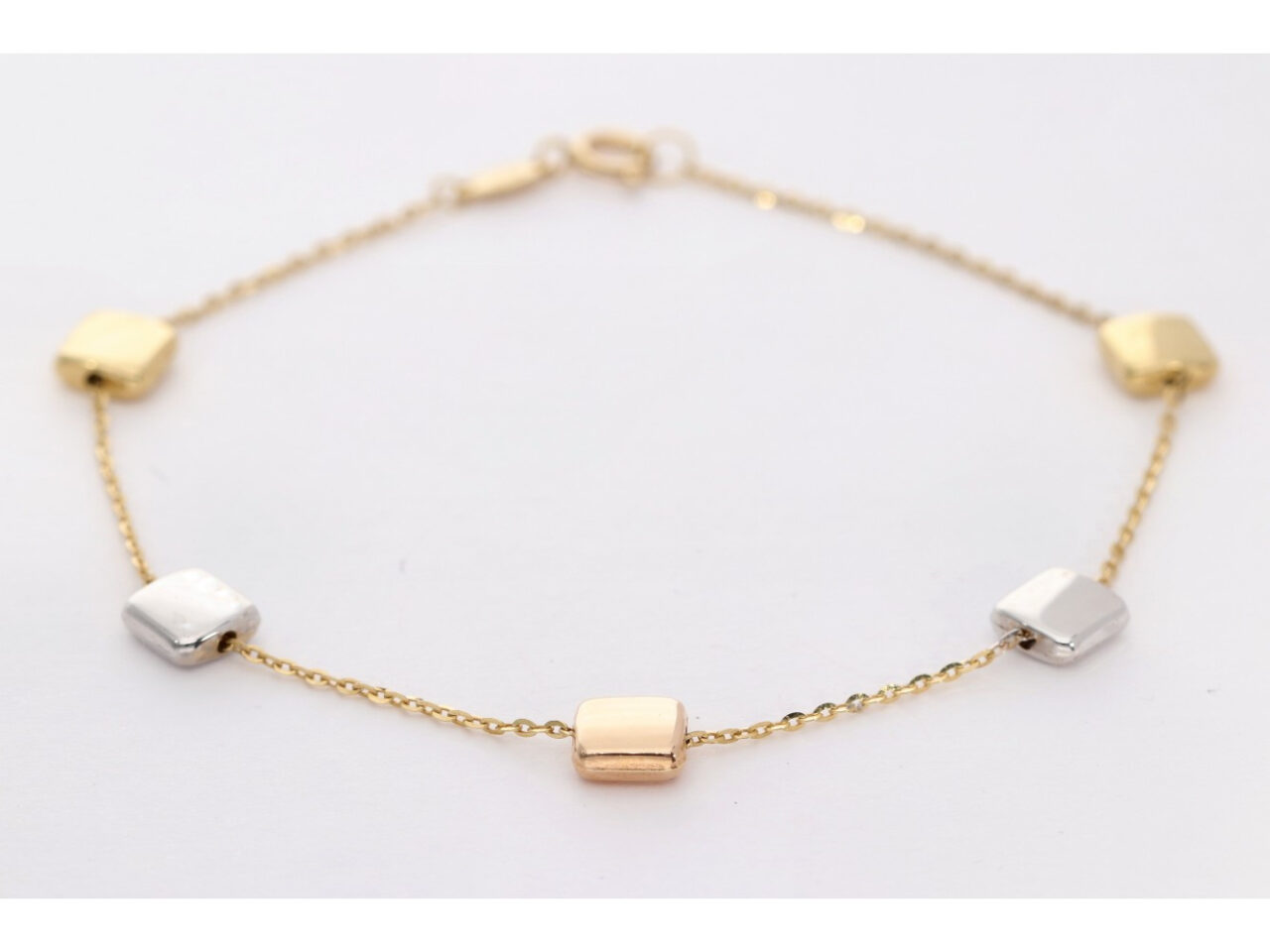 PULSERA ORO 18K CUADRADOS BICOLOR