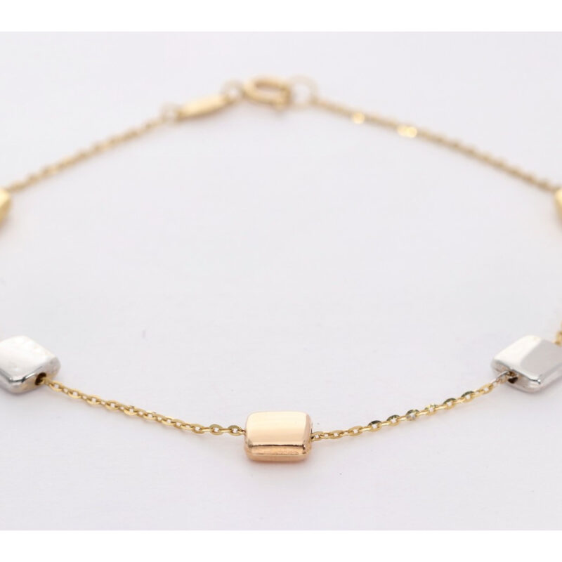 PULSERA ORO 18K CUADRADOS BICOLOR
