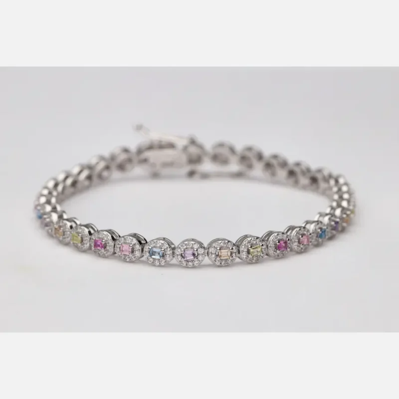 PULSERA PLATA 1º LEY CIRCONITAS  COLORES