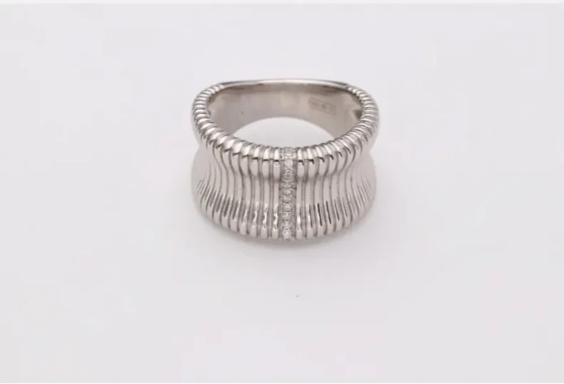 ANILLO PLATA 1º LEY  RALLADO HUNDIDO