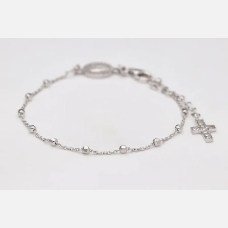 PULSERA PLATA 1º LEY ROSARIO CRUZ BOLAS