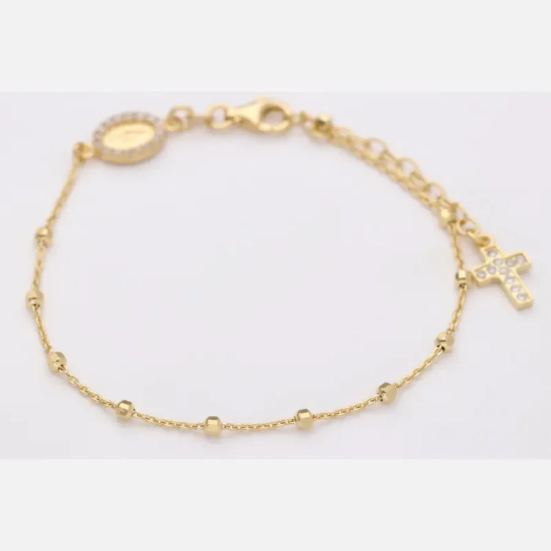 PULSERA PLATA 1ºLEY CHAPADA ROSARIO CRUZ BOLITAS