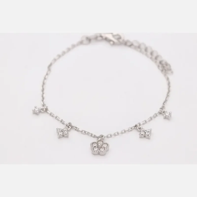 PULSERA PLATA 1ºLEY FLORES CIRCONITAS