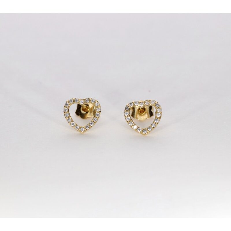 PENDIENTES ORO 18K CORAZON CIRCONITAS