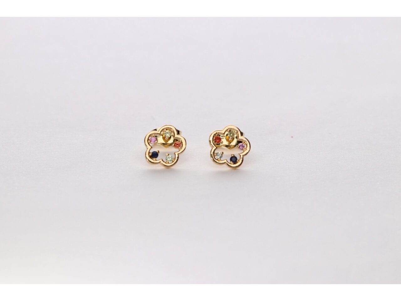 PENDIENTES ORO 18K FLOR CIRCONITAS COLOR - Imagen 2
