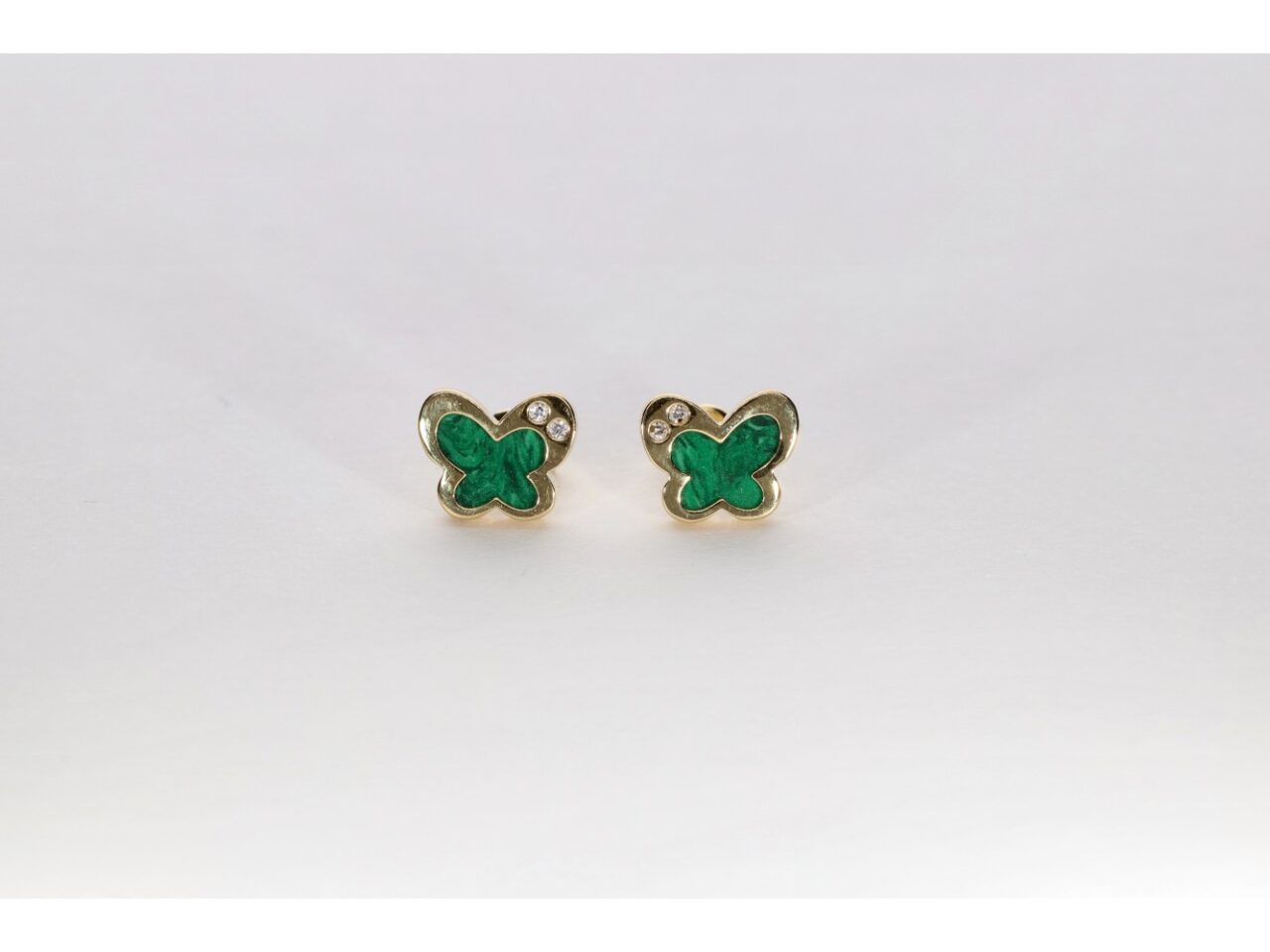 PENDIENTES ORO 18K MARIPOSA GREEN STONE