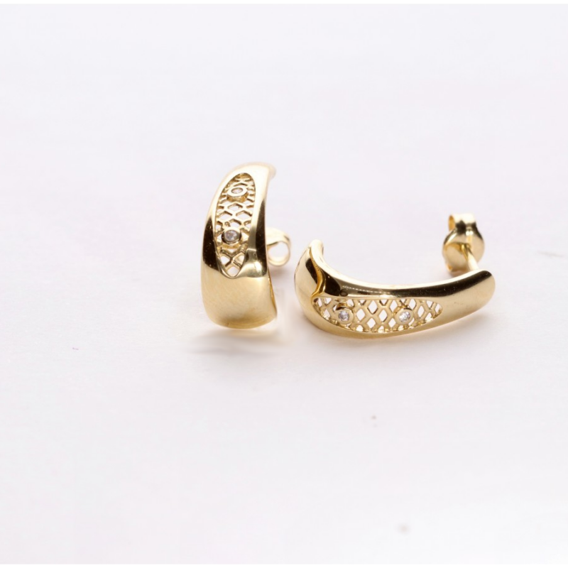 PENDIENTES ORO 18K BRILLO Y CIRCONITAS