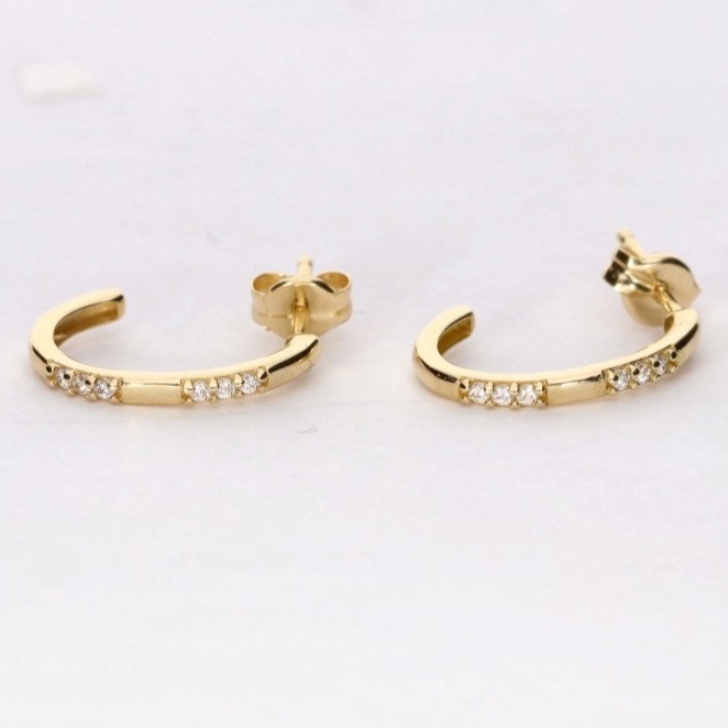 PENDIENTES ORO 18K MEDIO ARO CIRCONITAS C. PRESIÓN