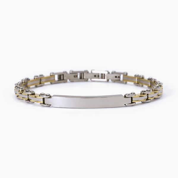 Pulsera de acero 316L y PVD dorado y elemento 2JEWELS