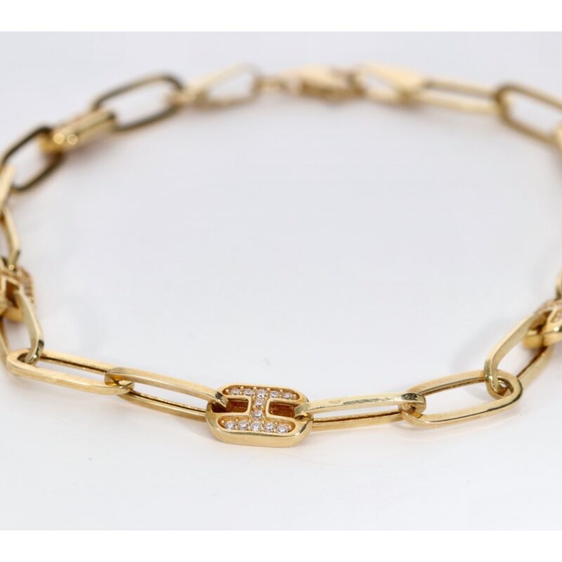 PULSERA ORO 18K ESLABONES CIRCONITAS