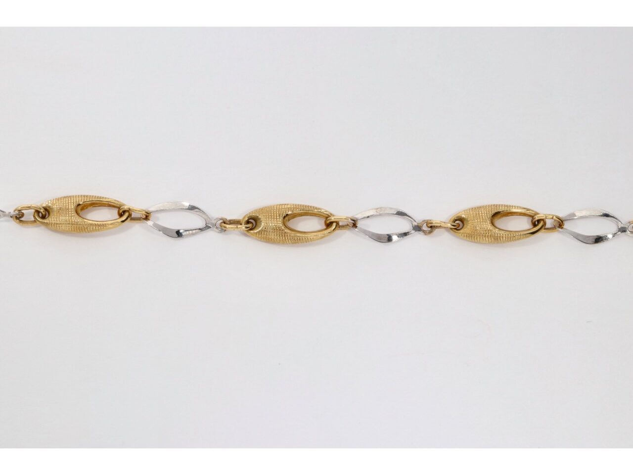 PULSERA ORO 18K BICOLOR ESLABON OBAL CALADO - Imagen 3