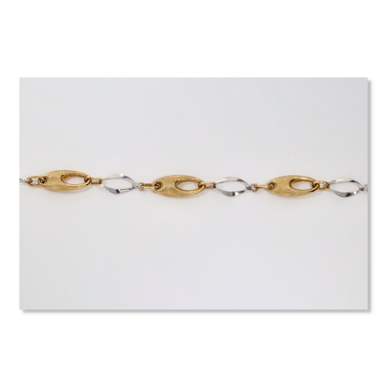 PULSERA ORO 18K BICOLOR ESLABON OBAL CALADO - Imagen 2