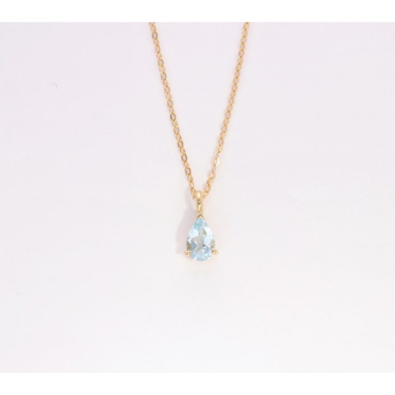 COLLAR ORO 18K LAGRIMA AGUA MARINA