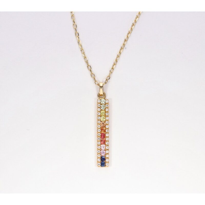 COLLAR ORO 18K BARRA CIRCONITAS COLOR