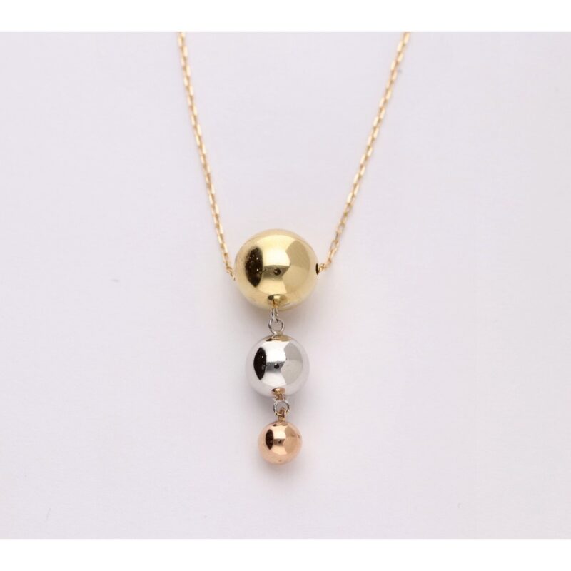 COLLAR ORO 18K TRICOLOR TRES BOLAS DISMINUCIÓN