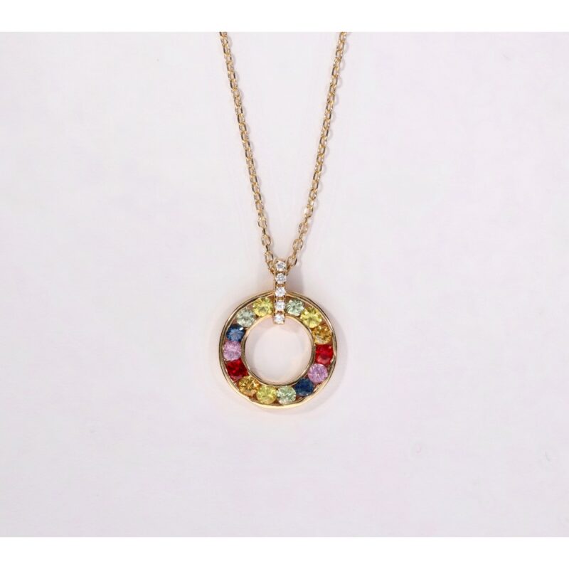 COLLAR ORO 18K CÍRCULO CIRCONITAS COLOR