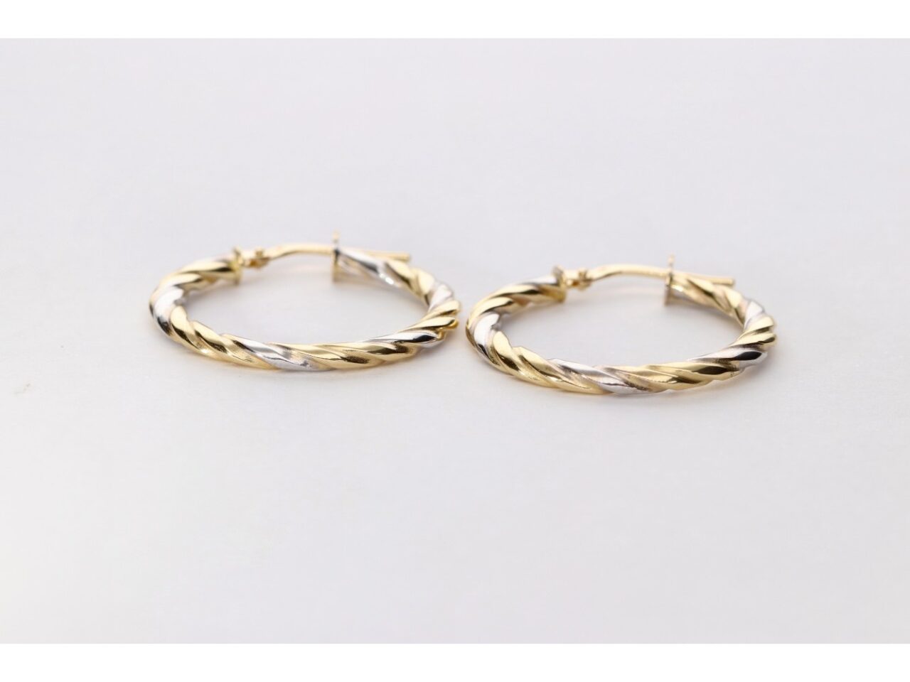 PENDIENTES ARO ORO 18K  TRENZADO BICOLOR