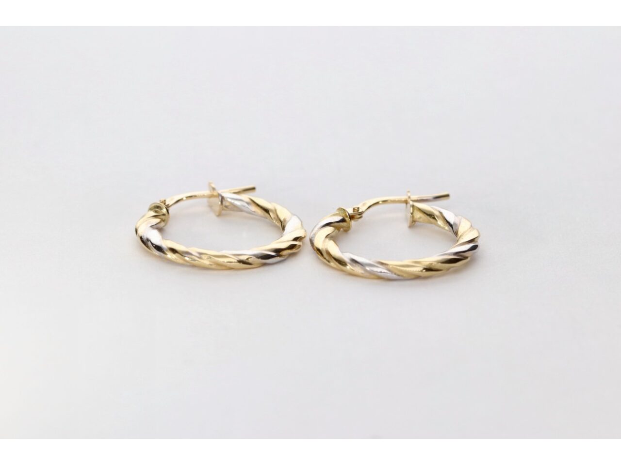 PENDIENTES ARO ORO 18K  TRENZADO BICOLOR