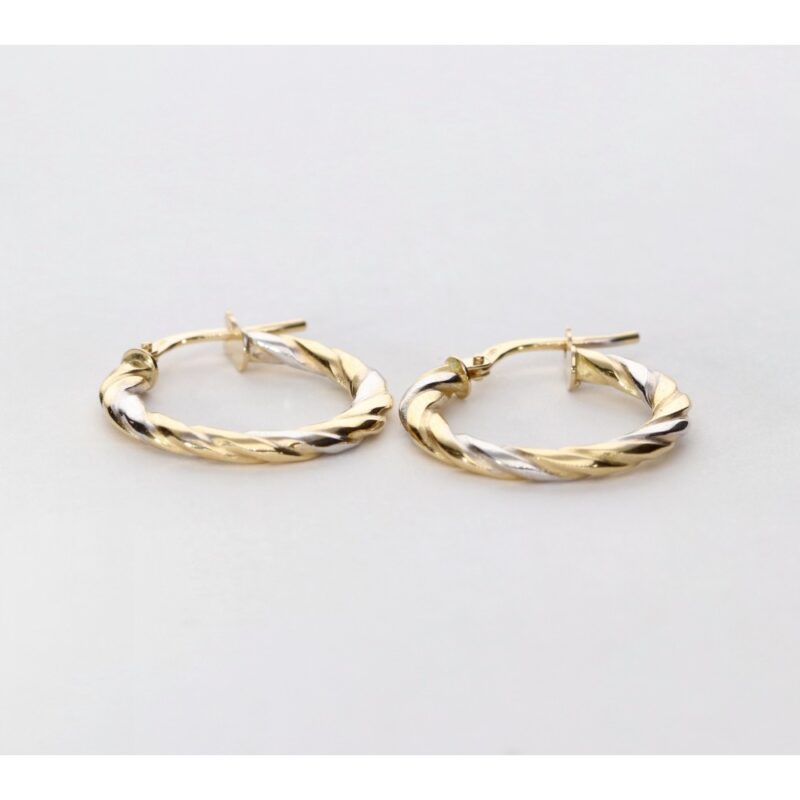 PENDIENTES ARO ORO 18K  TRENZADO BICOLOR