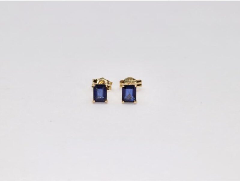 PENDIENTES ORO 18K ZAFIRO TALLA CARRE PIEDRA FINA