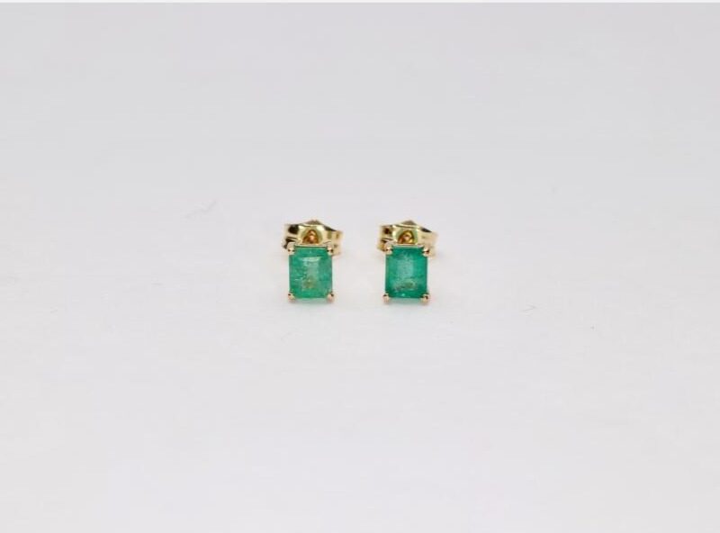 PENDIENTES ORO 18K ESMERALDA TALLA CARRE PIEDRA FINA