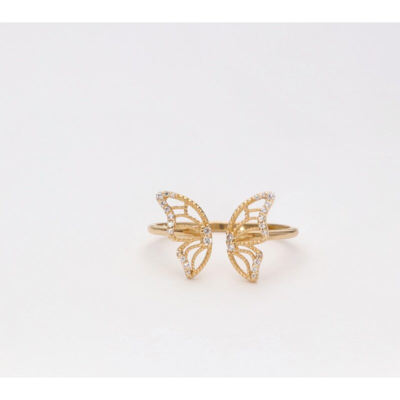 SORTIJA ORO 18K MARIPOSA CIRCONITAS
