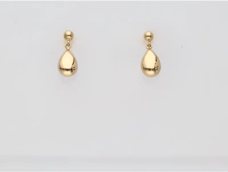 PENDIENTE LISO ORO 18K BOLA 3MM Y GOTA LECARRÉ