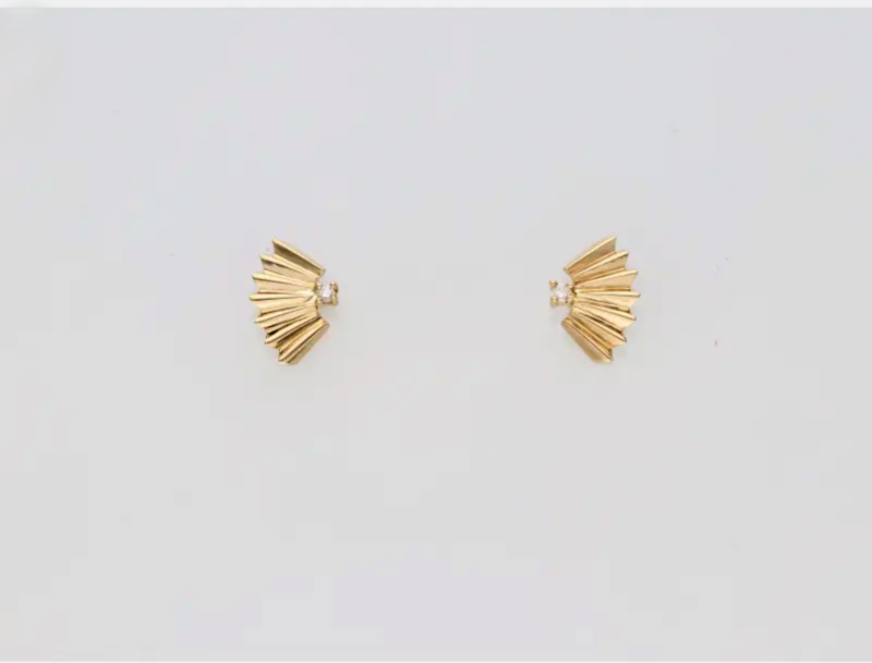 PENDIENTES ORO 18K ABANICO BRILL 0.03CT LECARRÉ
