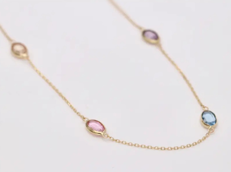 COLLAR CARAMELO MULTICOLOR ORO 18 K