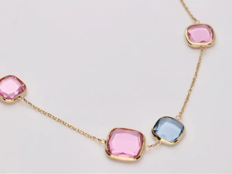 COLLAR ORO 18K CARAMELOS CUADRADOS