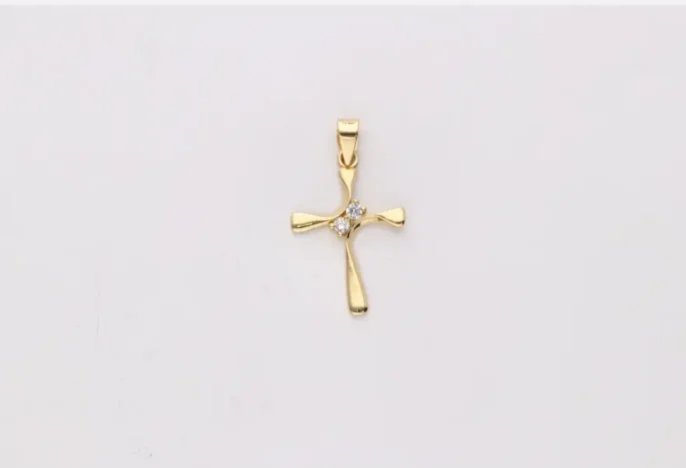 Colgante oro 18k cruz con circonita central