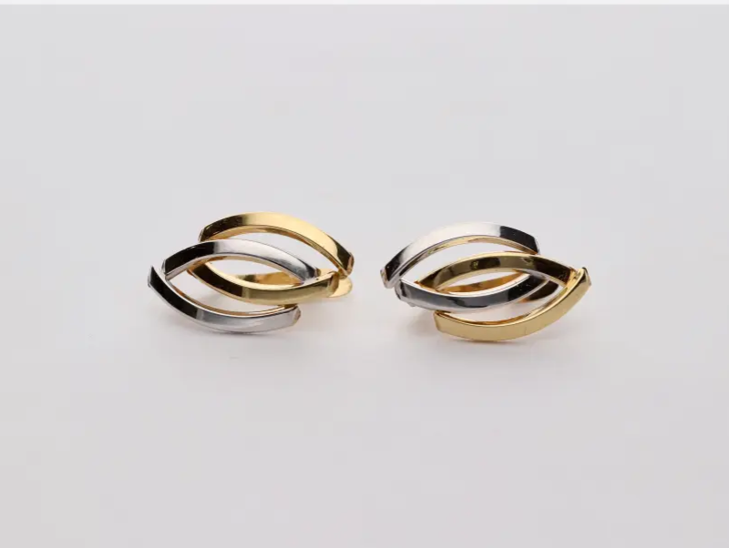 PENDIENTES ORO 18K BICOLOR CIERRE CATALÁN