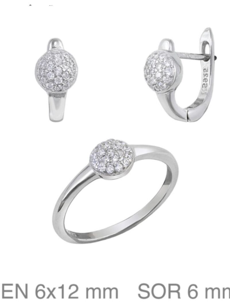 Conjunto comunión plata 1º ley anillo y pendientes